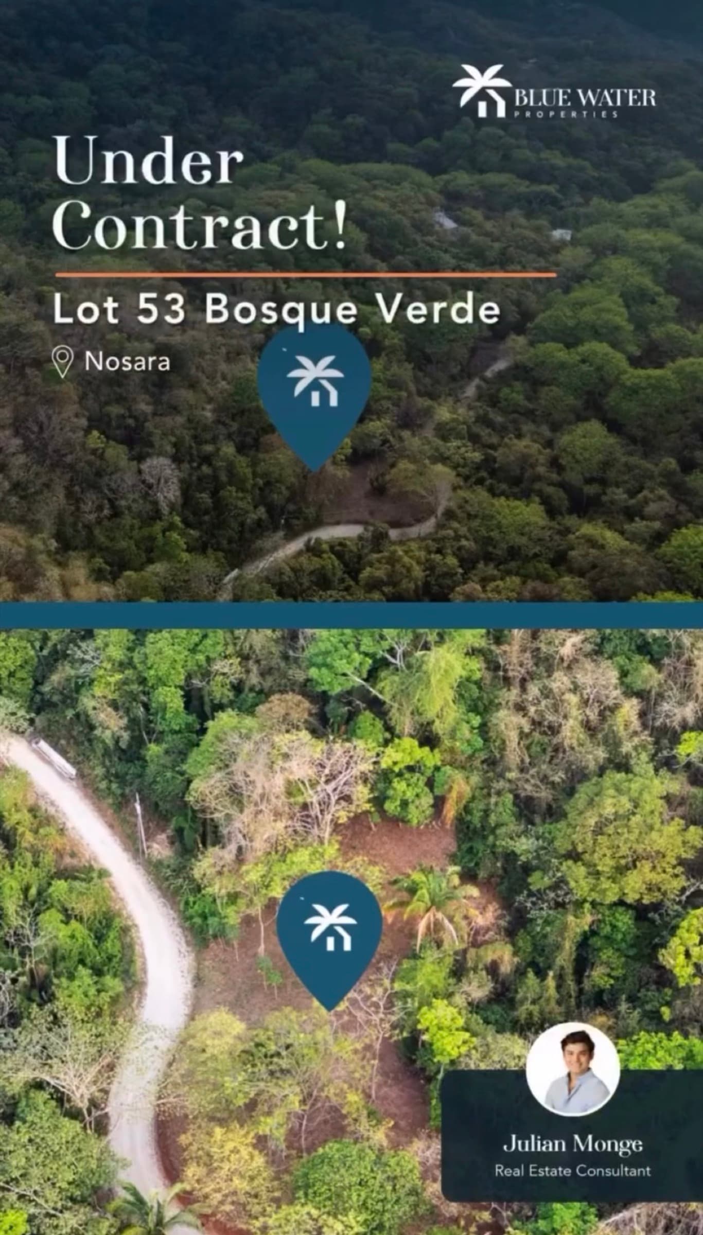 Lot 53 Bosque Verde, Nosara — aerial view of titled jungle parcel